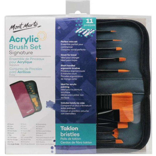 Mont Marte Signature 11PC Taklon Acrylic Brush Set