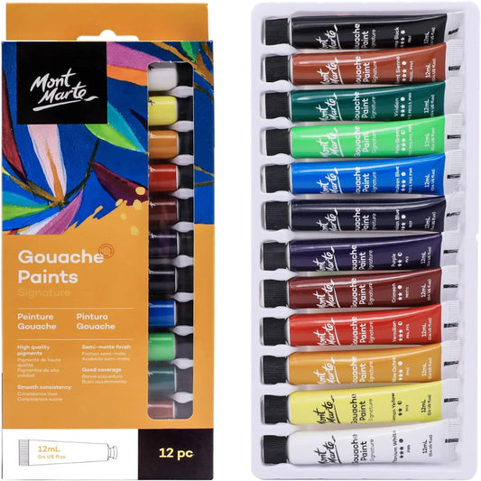 Mont Marte Box of 12 x 12ml Gouache Paint Set