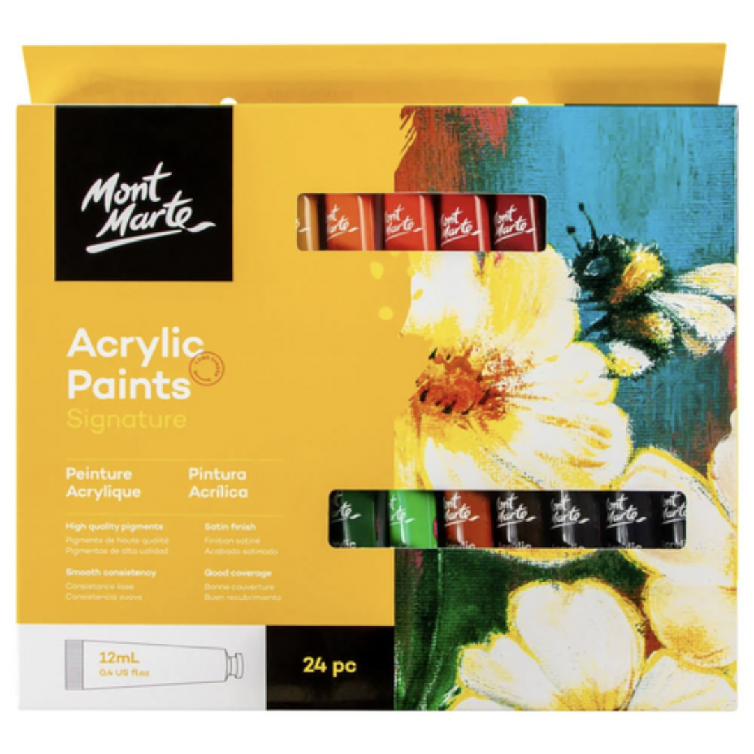 Mont Marte Box of 24 x 12ml Acrylic Paints