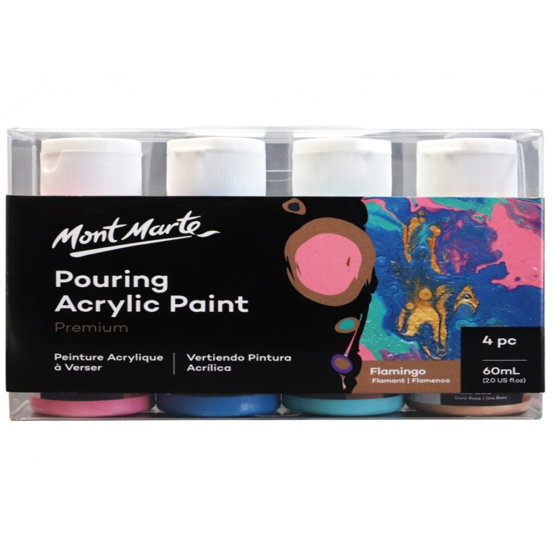 Mont Marte Pouring Acrylic 60ml - 4PC Set - Flaming Colors