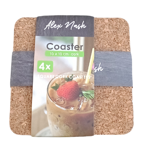 Pack Of 4 Square Cork Coasters