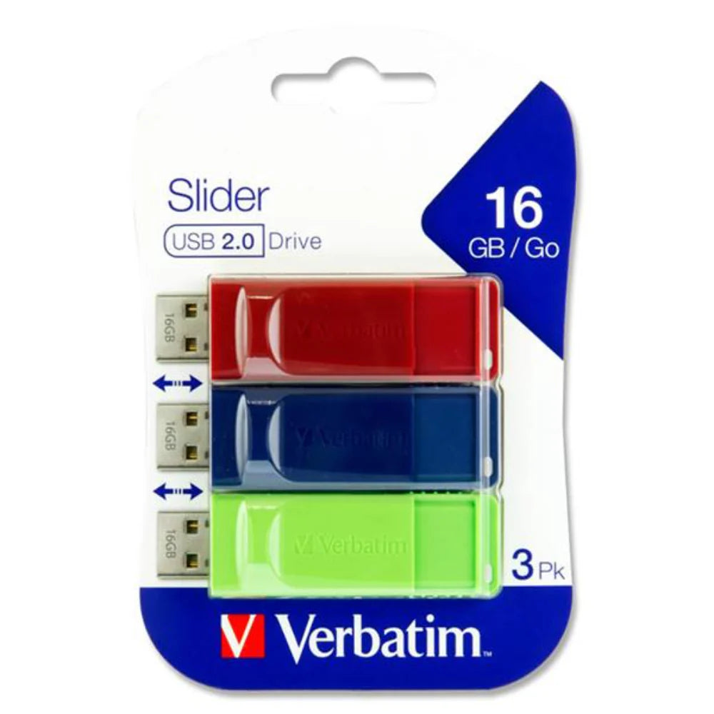 Verbatim 16GB Slider USB 2.0 3-Pack