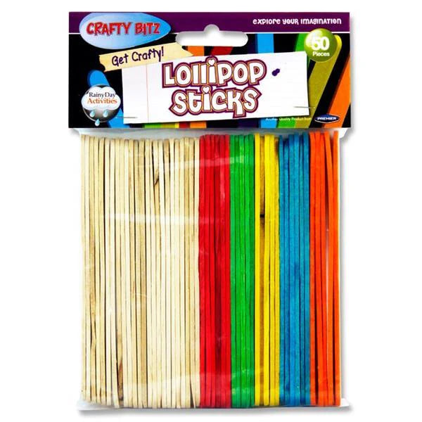 Crafty Bitz Assorted Wooden Lollipops 50 pcs