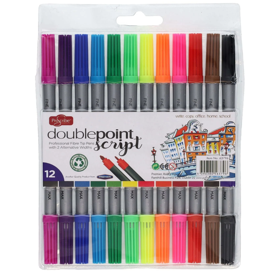 Pro Scribe Double Ended Markers 12 Pack