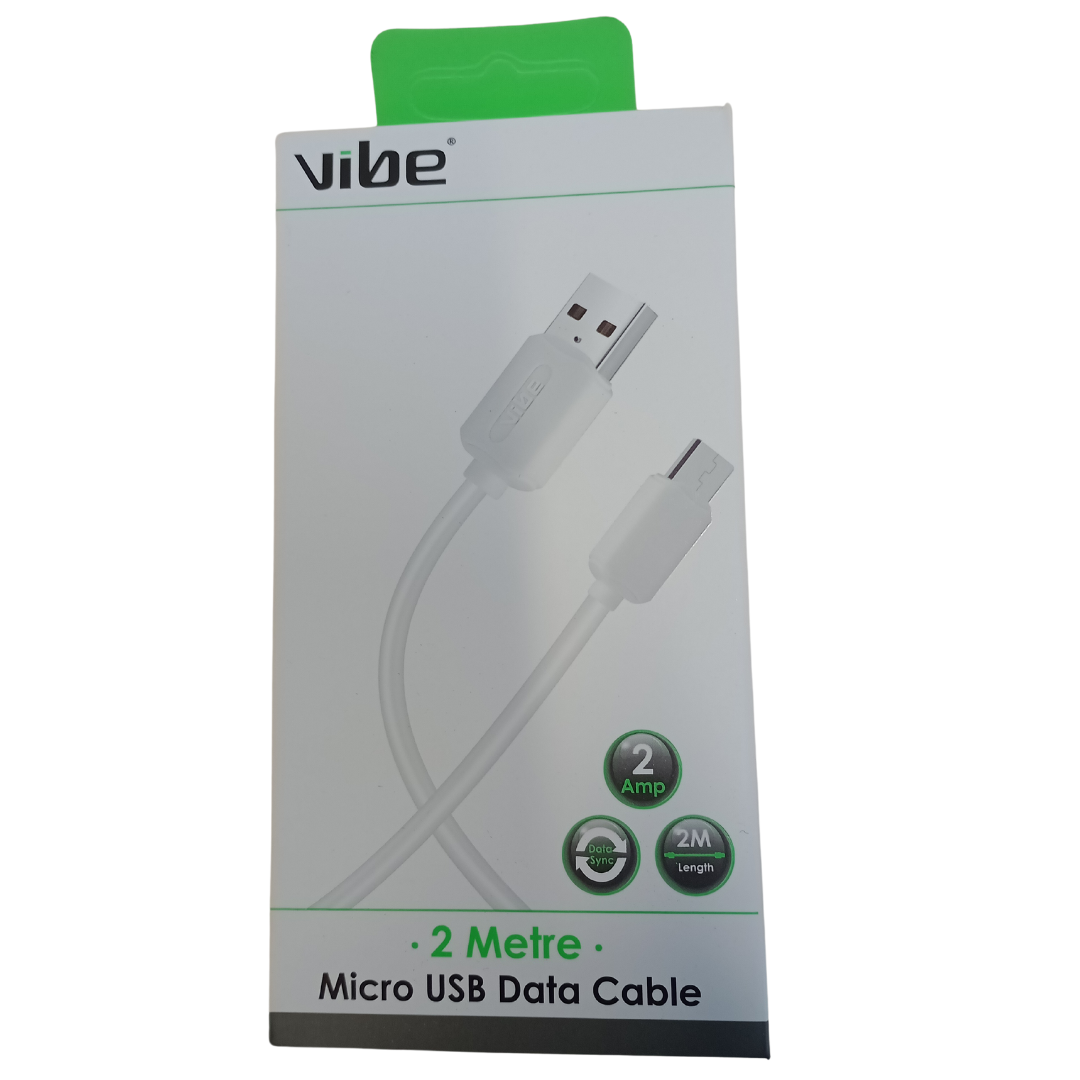 2M Micro USB Data Cable - Black/White