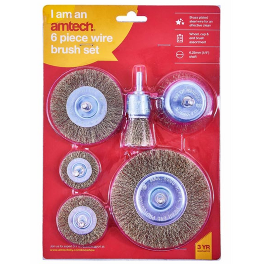 Pack Of 6 Wire Wheel Brush Set