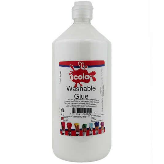 Scola Washable PVA Glue 1L Versatile Adhesive