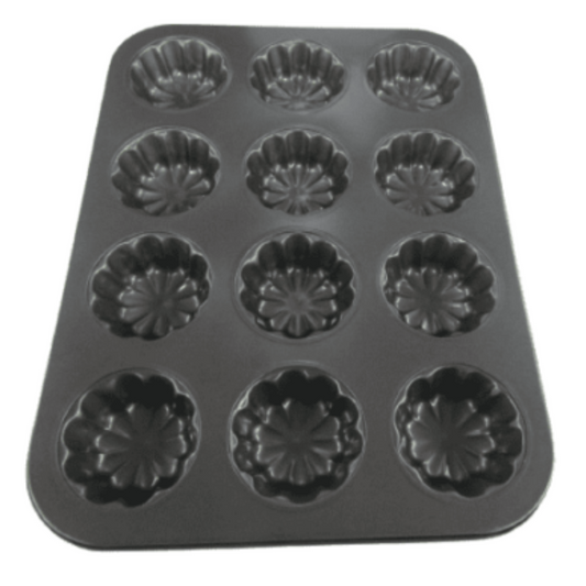 12-Cup Muffin Tray with Flower Design