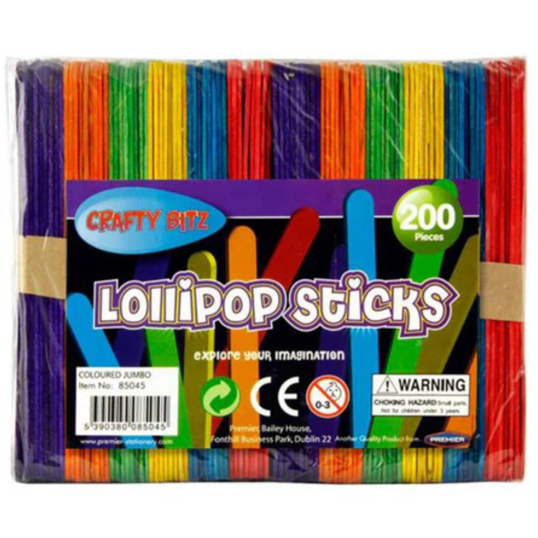 200 Jumbo Colored Lollipop Sticks