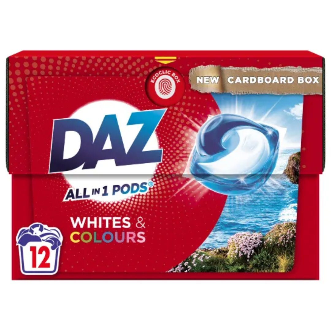 Daz Laundry Liquid Pods - Powerful Cleaning for 12 Washes