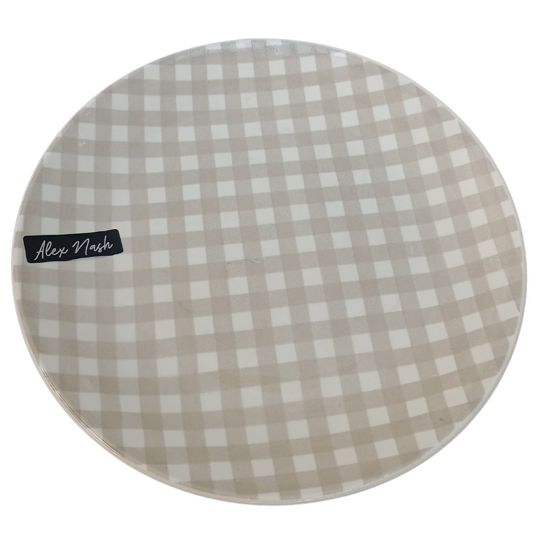 10.5-Inch Gingham Porcelain Dinner Plate