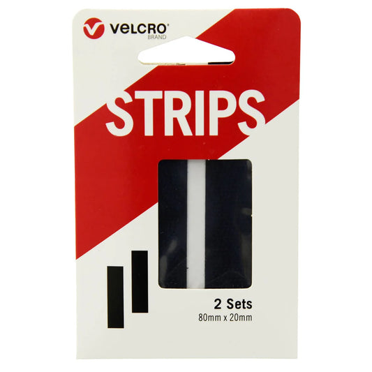 Velcro Strips Black 80mm x 20mm (2 sets)