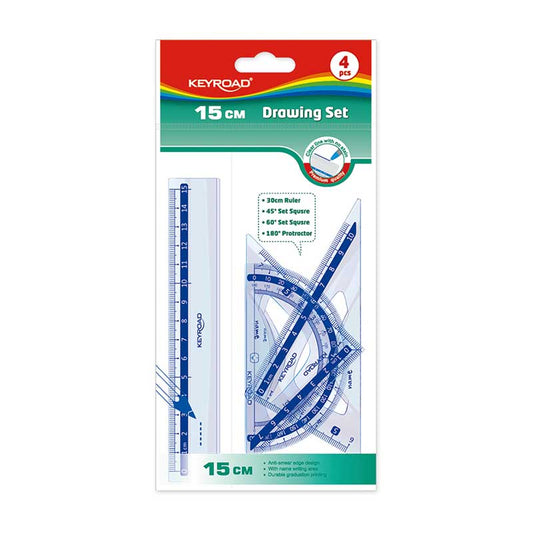 Keyroad 4pc 15cm Plastic Ruler Set