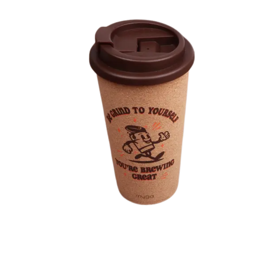 Myga Double Welled Cork Cup Brown