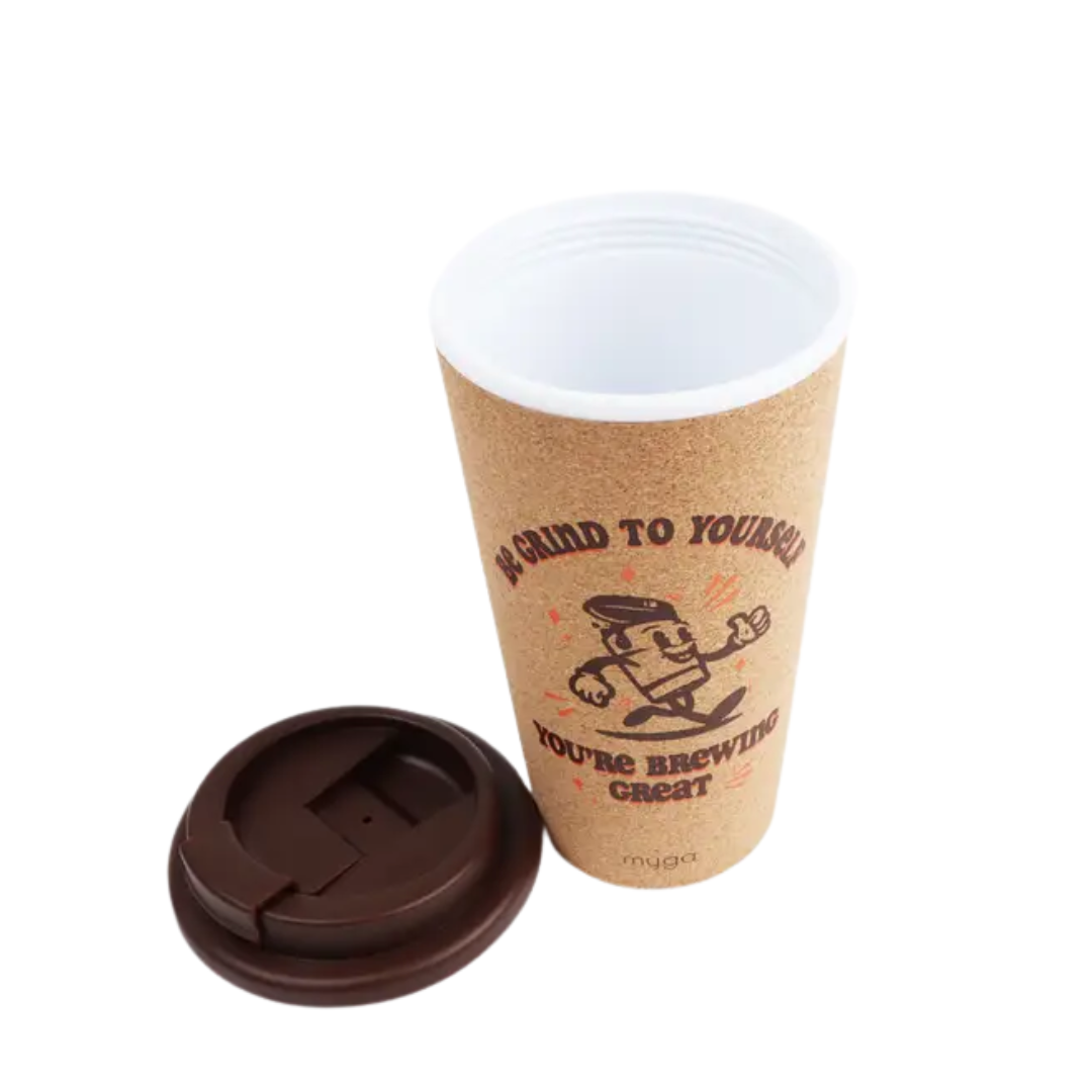 Myga Double Welled Cork Cup Brown