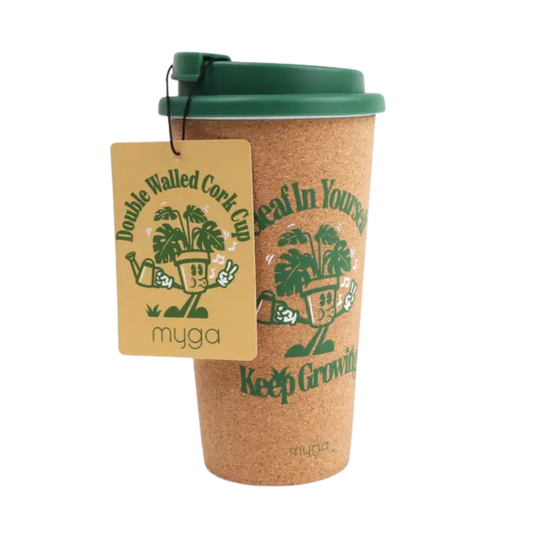 Myga Double Walled Cork Cup Forest Green 450ml