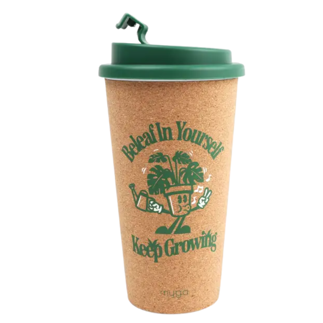 Myga Double Walled Cork Cup Forest Green 450ml