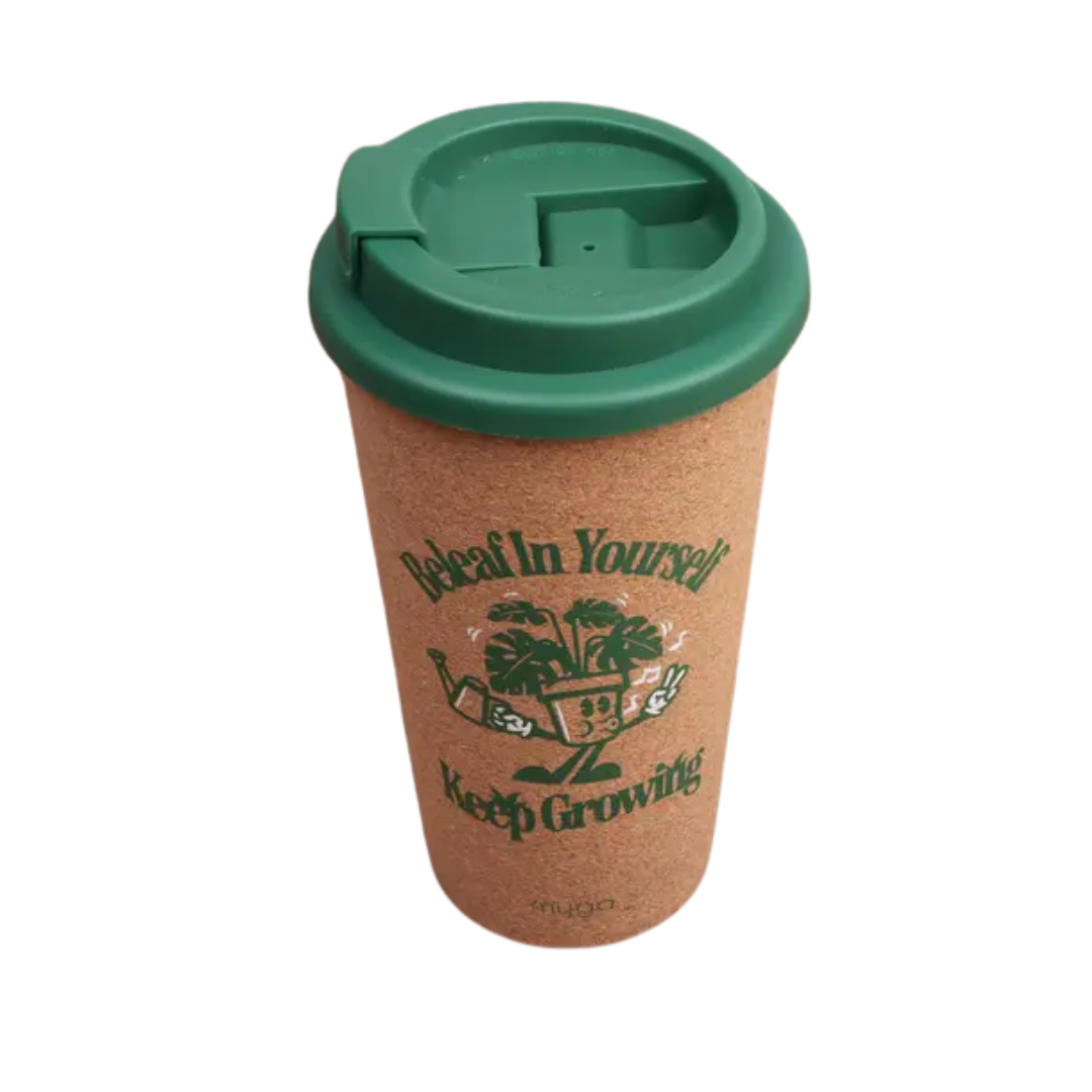 Myga Double Walled Cork Cup Forest Green 450ml