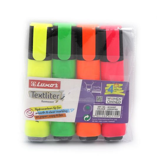 Luxor Textliter Fluorescent Highlighters (4-Pack)