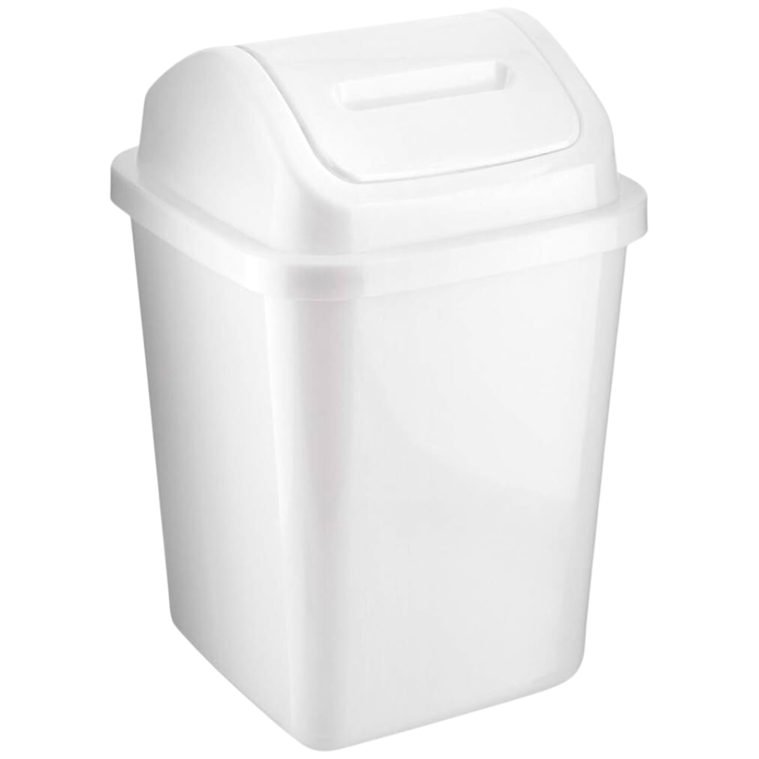 5 Litre White Swing Bin Compact Waste Paper Bin