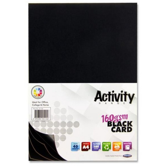 A4 160gsm Black Activity Card – 40 Sheets