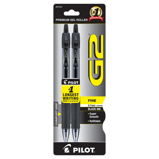 2-Pack Black G-2 Retractable Gel Roll Pens