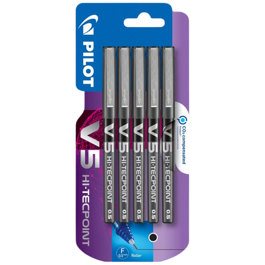 5-Pack Black V5 Liquid Ink Rollerball Pens