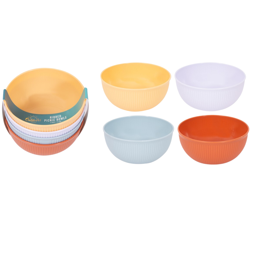 Ribbed Picnic Bowls Set of 4