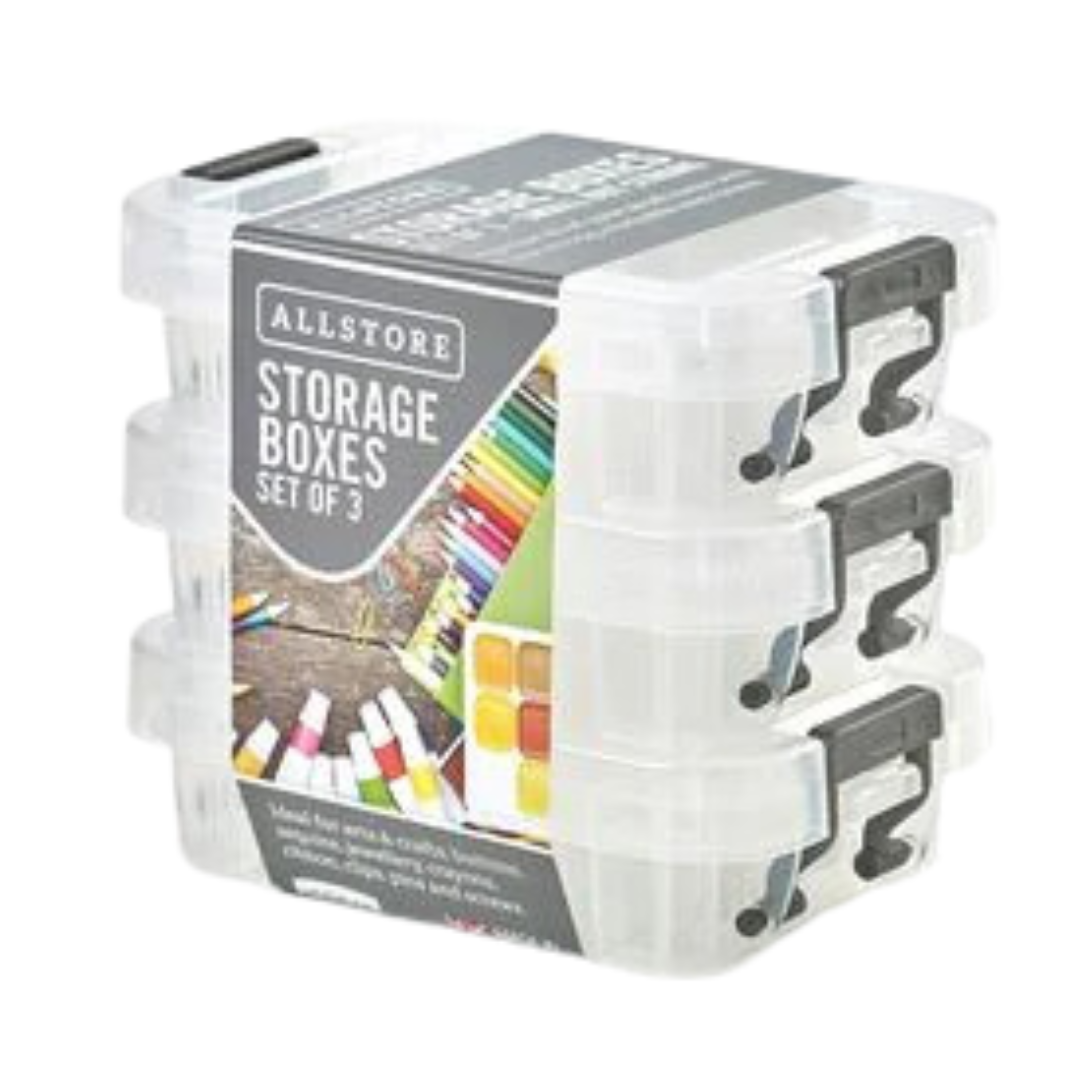 15L Allstore Silver Clamp Storage Box - Set of 3