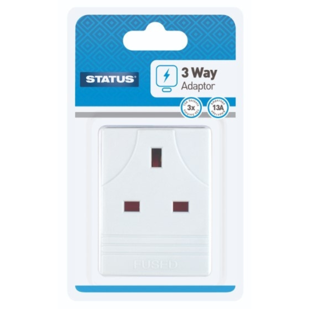 3-Way Fused Adaptor - White