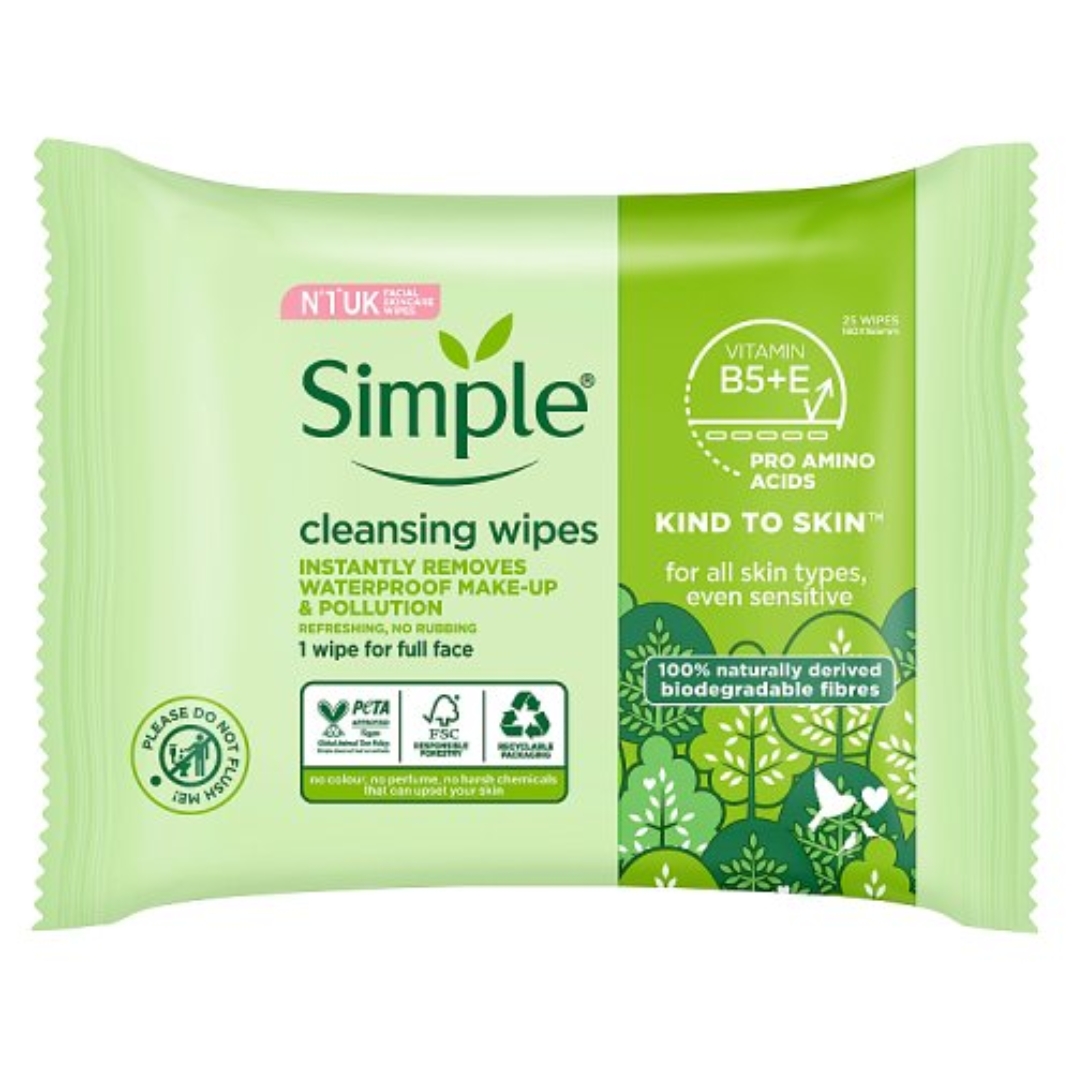 Simple Face Wipes 25 Pack