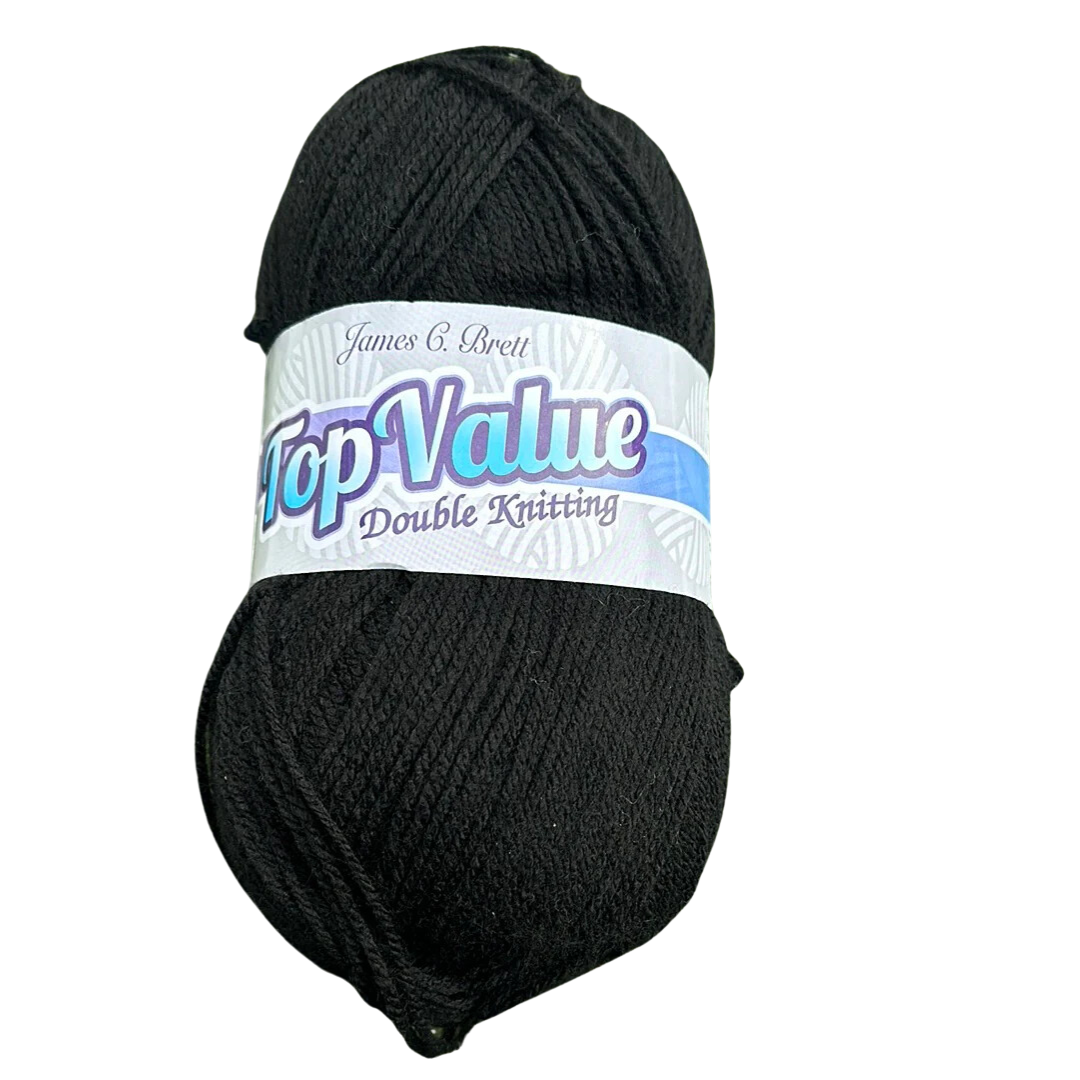 Top Value 100 Grams Double Knitting Yarn 8430 Black