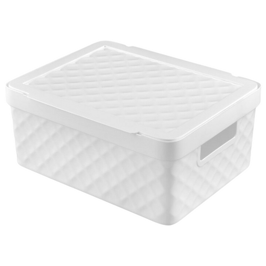 51L Diamond Box with Lid – Assorted White