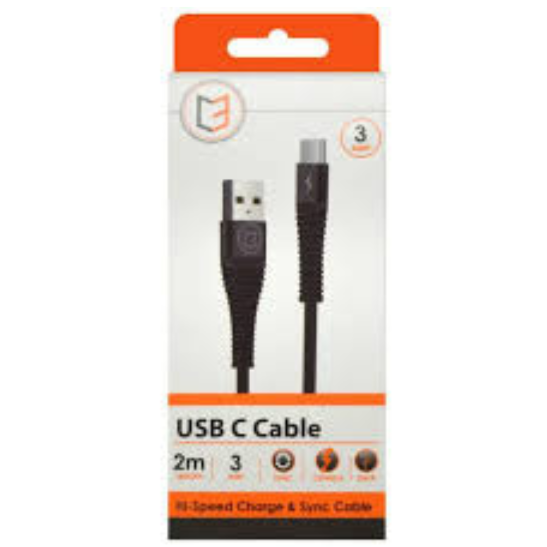 Braided Cable Type C USB 2 meters Black