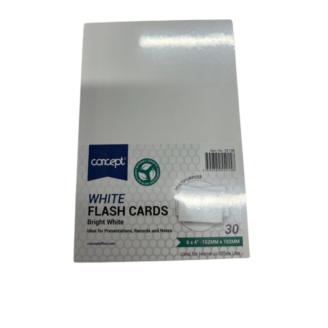 Concept White Flash Cards 6x4" Pack of 30