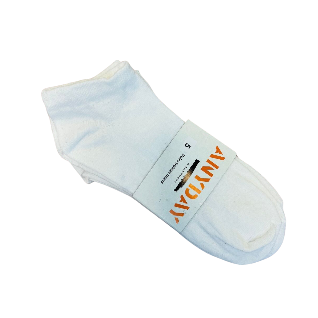 5PK Ladies Trainer Socks White