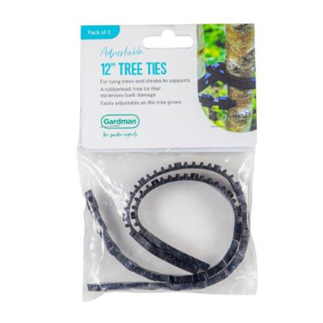 12" Rubberised Tree Ties 2-Pack