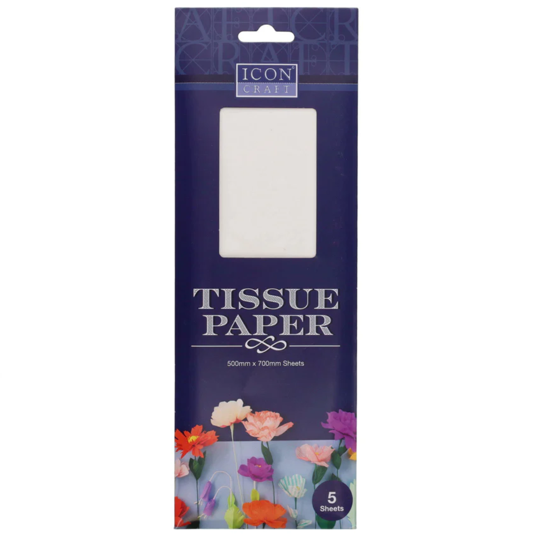 Icon Craft Tissue Paper White 500x700mm (Pack of 5)