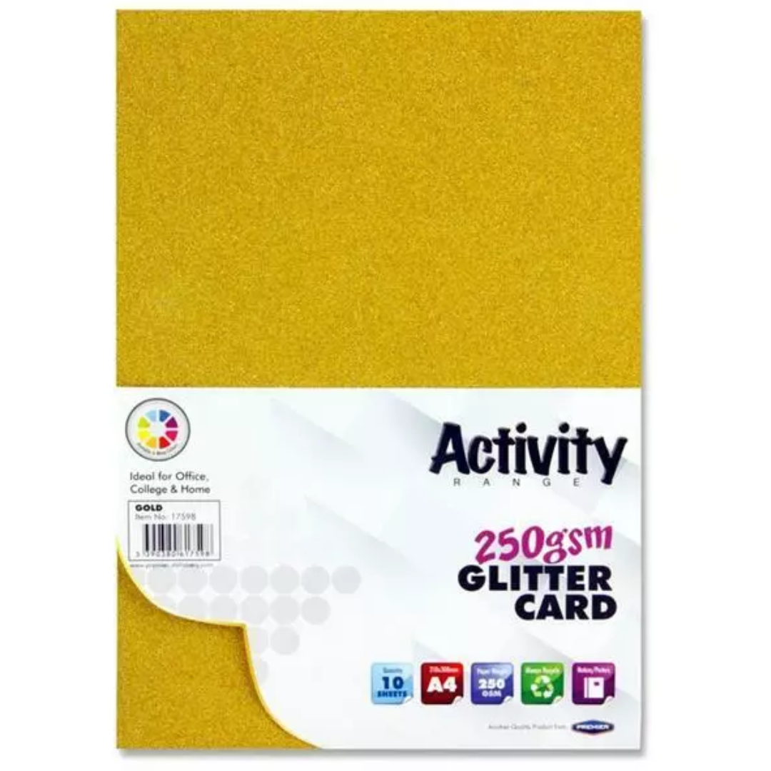 Premier A4 250gsm Gold Glitter Card (Pack of 10)