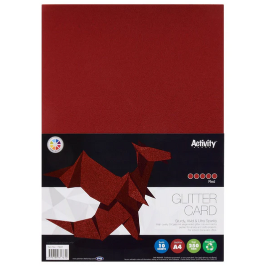 Premier A4 250gsm Red Glitter Card (Pack of 10)