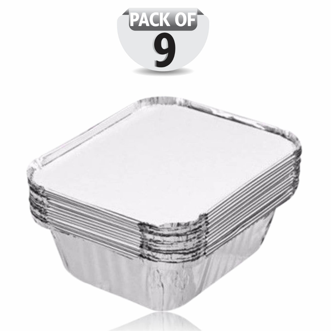 Medium Foil Containers & Lids Pack Of 9