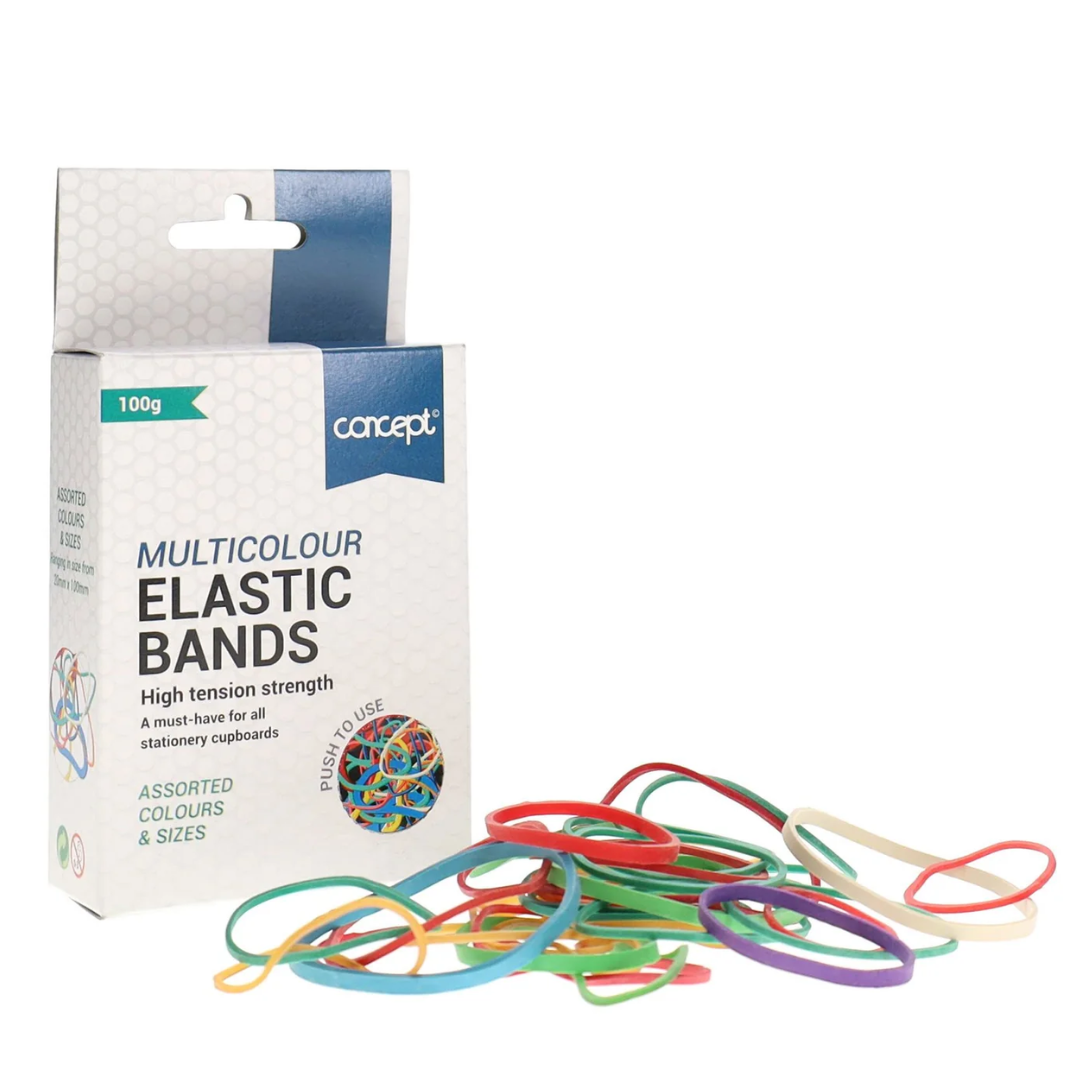 100g Box of Rubber Bands in Assorted Sizes