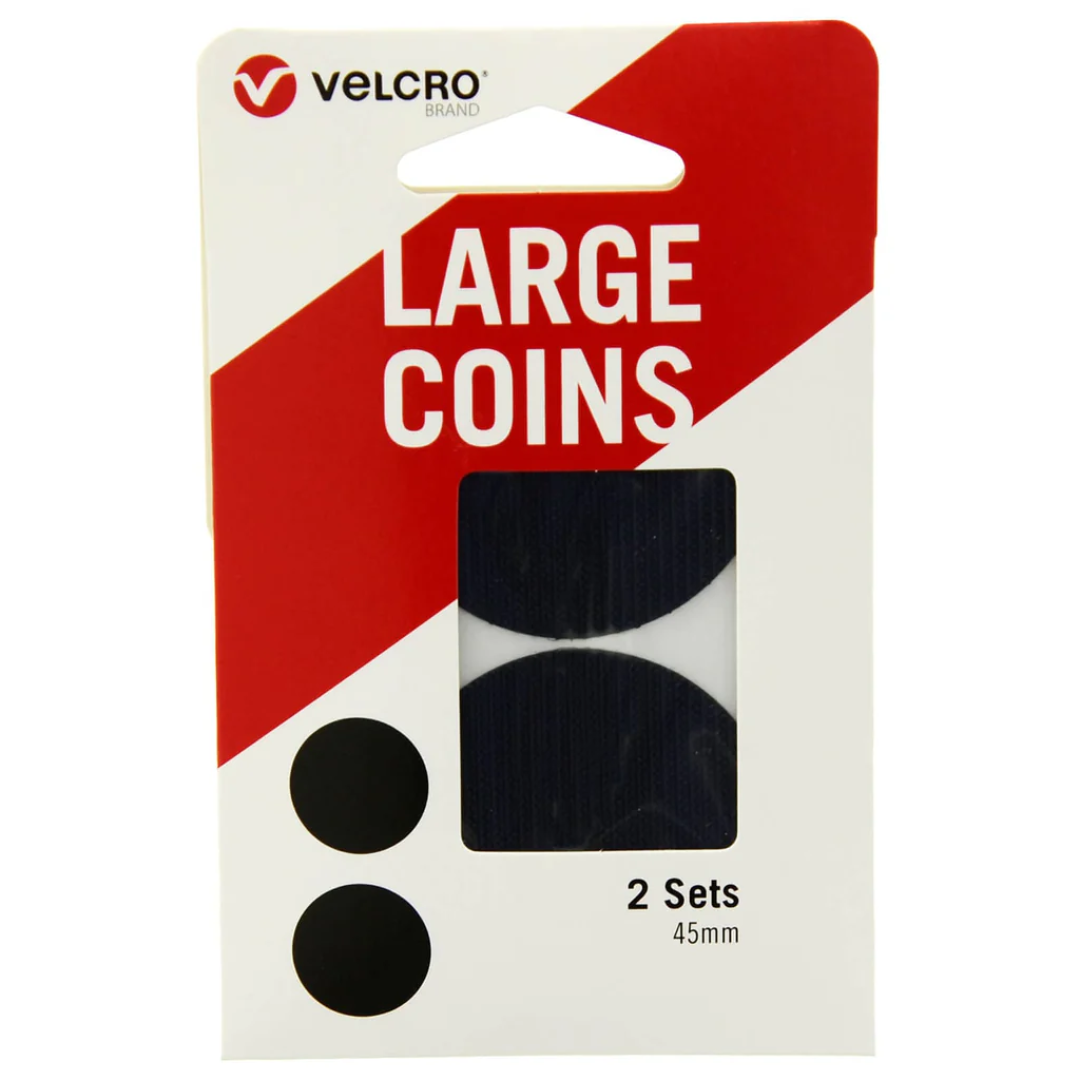 Velcro Black Large Coins 45mm