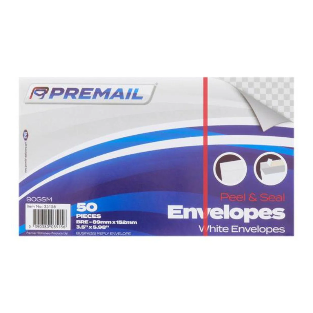 50-Pack White Peel & Seal Envelopes