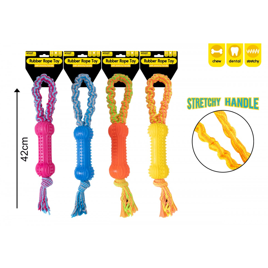 Stretchy Rope & Rubber Tug Dog Toy