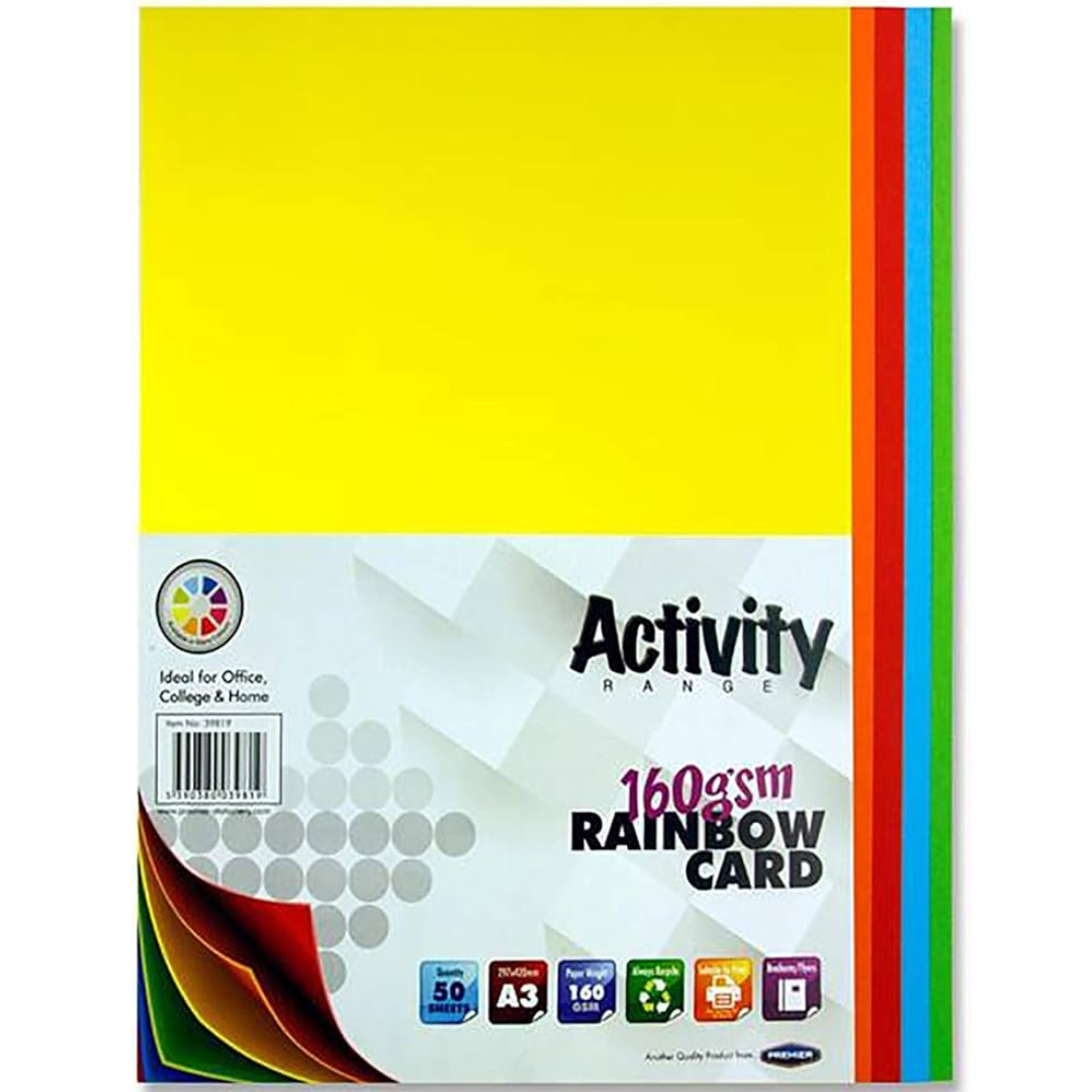 A3 50-Sheets of Rainbow 160GSM Activity Card