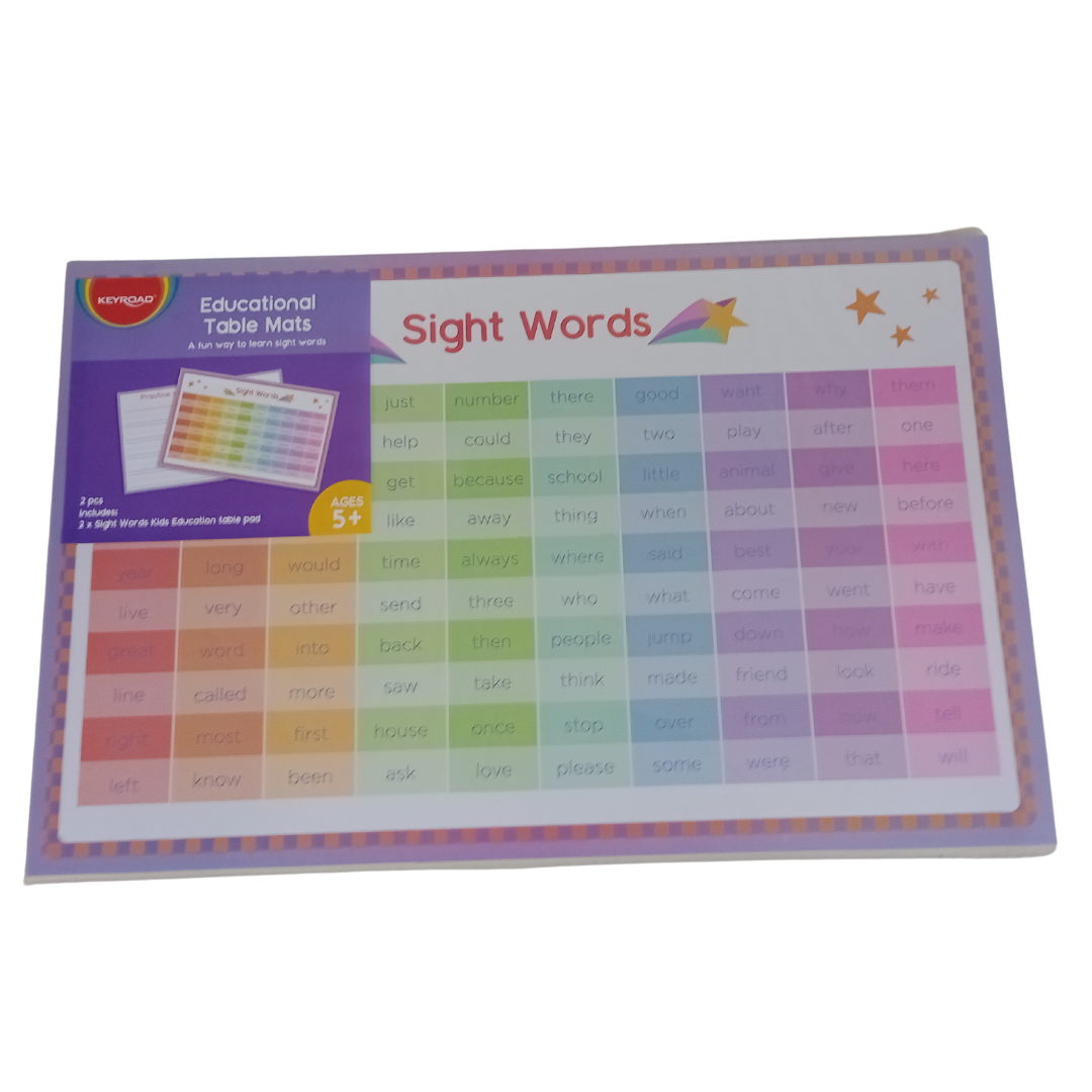 Keyroad Sight Words Educational Table Mats