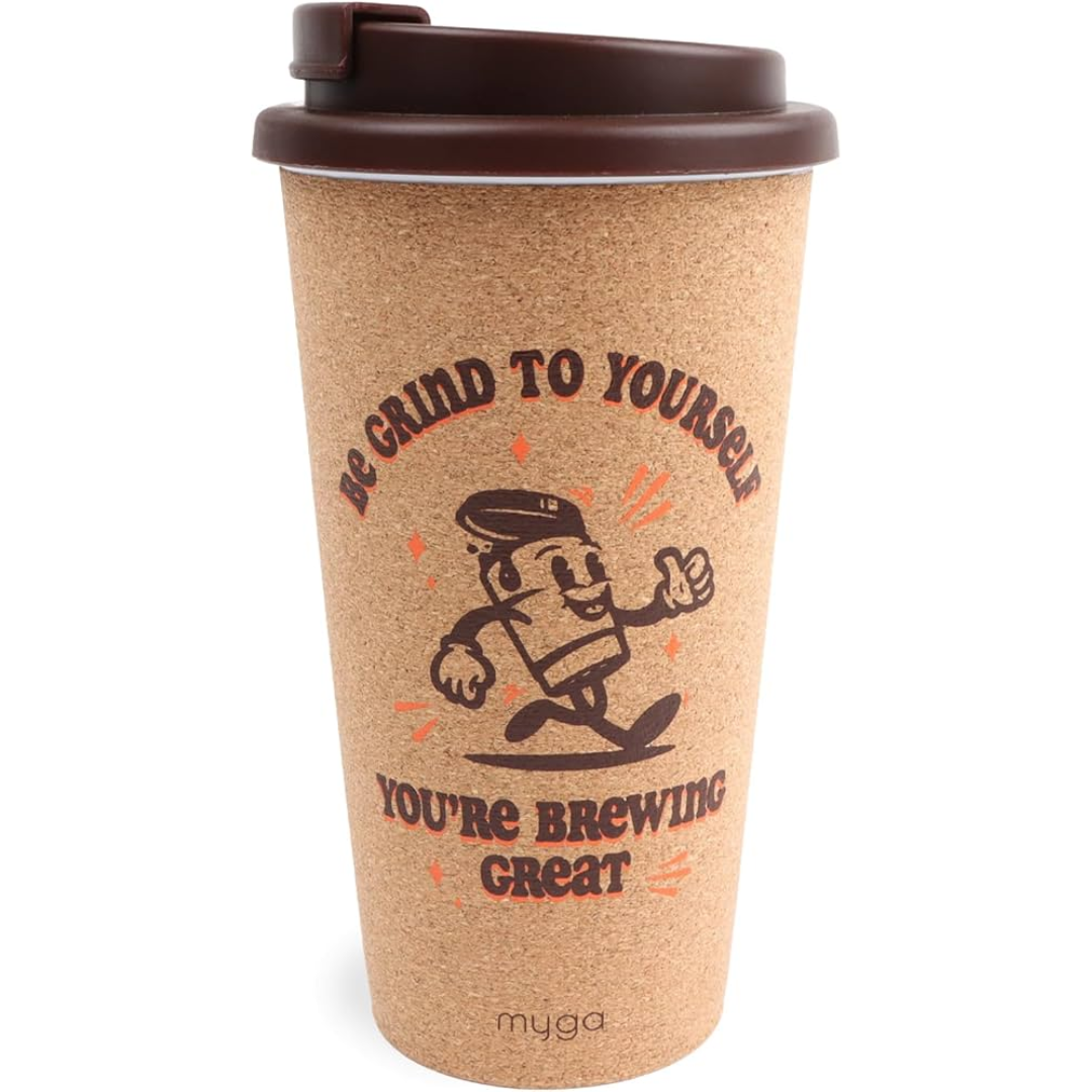 Myga Double Welled Cork Cup Brown