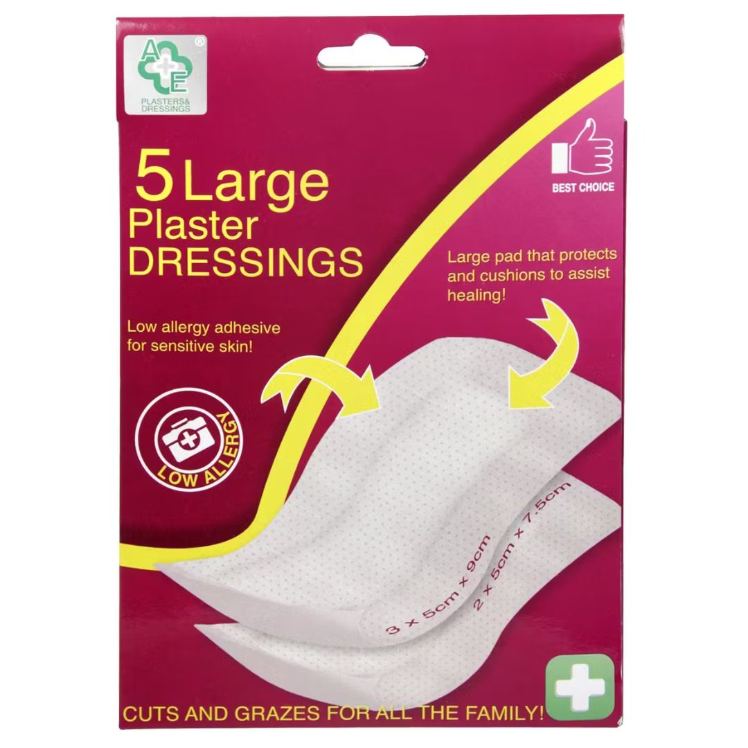 A+E Large Plaster Dressings - 5 Pack