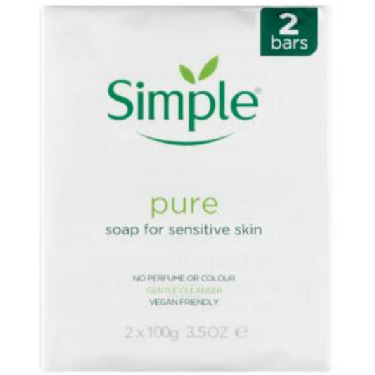 Simple Pure Soap for Sensitive Skin Twin Pack 2x100g